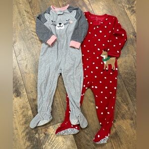 CARTERS Bundle of Toddler Blanket Sleepers Fleece Footie Pajamas, Size 2T